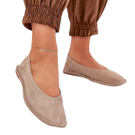 Pantofi din piele naturala STAR Beige - Img 2