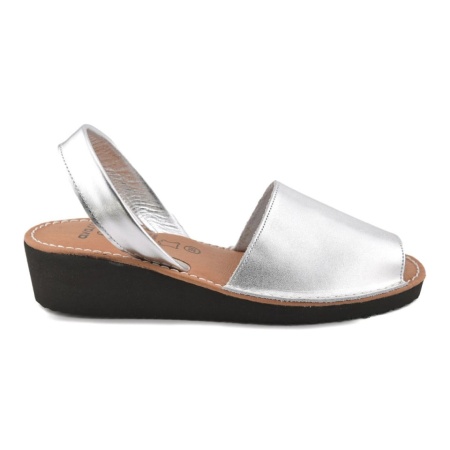Sandale din piele AVARCA Metal Wedge Silver - Img 3