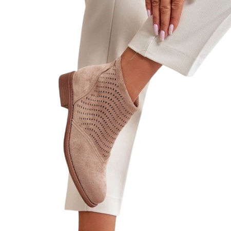 Botine din piele ecologica MIRAY Beige - Img 3