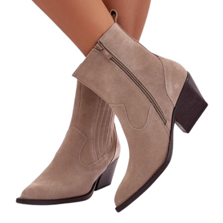 Botine din piele naturala GAMBIA Beige - Img 3