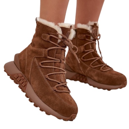 Cizme imblanite din piele naturala CROCO Camel - Img 3