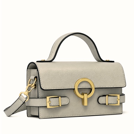 Geanta din piele naturala IVY Beige - Img 3