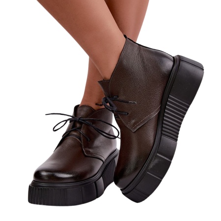 Ghete din piele naturala PALOMA Brown - Img 2