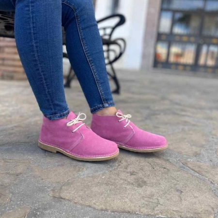 Ghete imblanite din piele intoarsa SAFARI Pink - Img 3