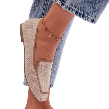 Pantofi din material textil impletit AITANA Beige - Img 3