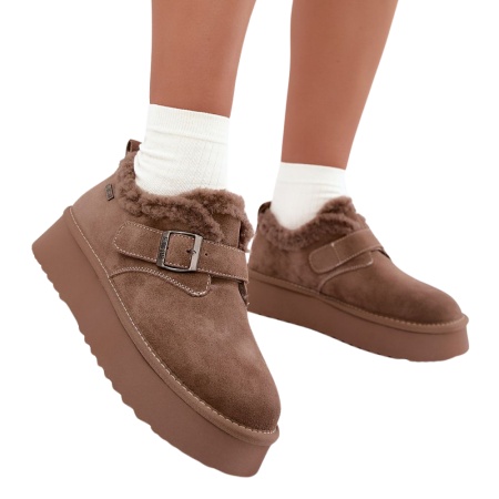 Papuci imblaniti din piele naturala NURIA Beige - Img 2