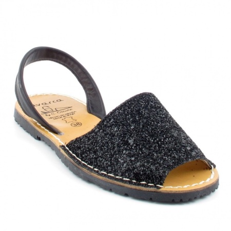 Sandale din piele naturala, AVARCA GLITTER Black - Img 4