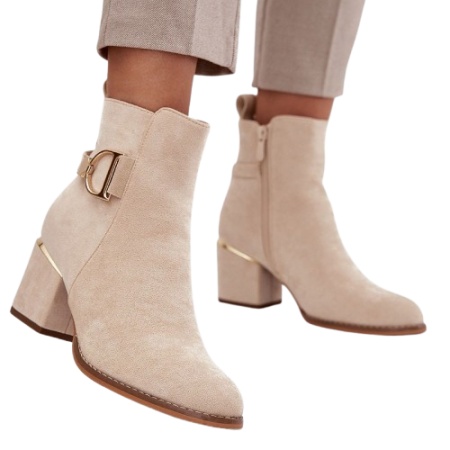 Botine din piele ecologica NAVINA Nude - Img 2