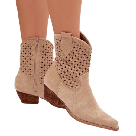 Botine din piele ecologica NURIA Beige - Img 3