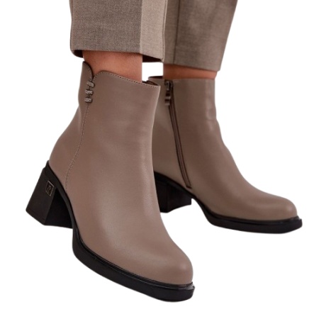 Botine din piele naturala DALMA Taupe - Img 2