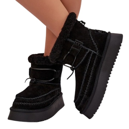 Cizme imblanite din piele naturala BOROKA Black - Img 3