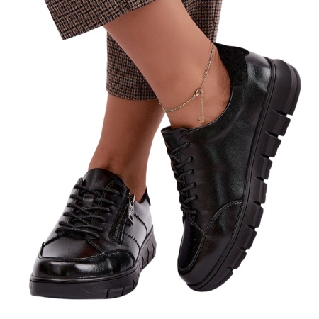 Pantofi din piele naturala SERENA Black - Img 3