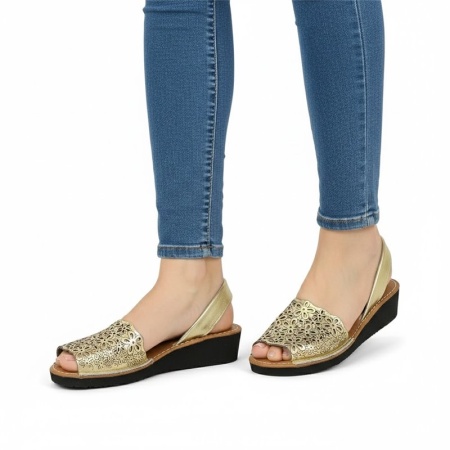 Sandale din piele AVARCA WEDGE CUT Gold - Img 4