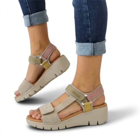 Sandale din piele naturala LEONA Beige - Img 5