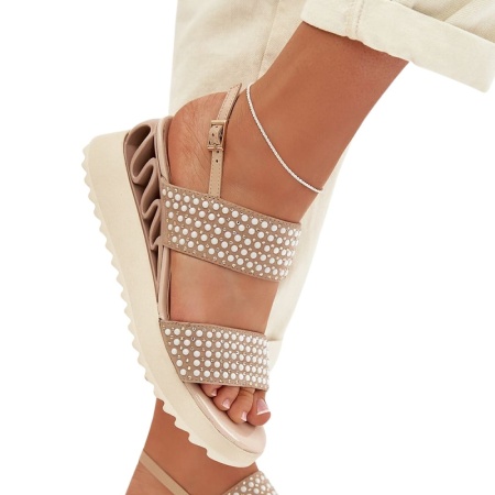 Sandale din piele naturala MIRELA Beige - Img 3