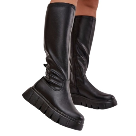 Cizme din piele ecologica COLETTE Black - Img 3