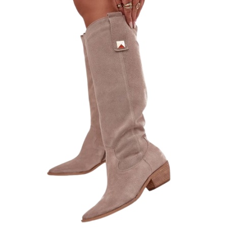 Cizme din piele naturala JOLENE Beige - Img 2