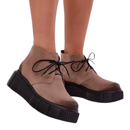 Ghete din piele naturala PALOMA Beige - Img 2
