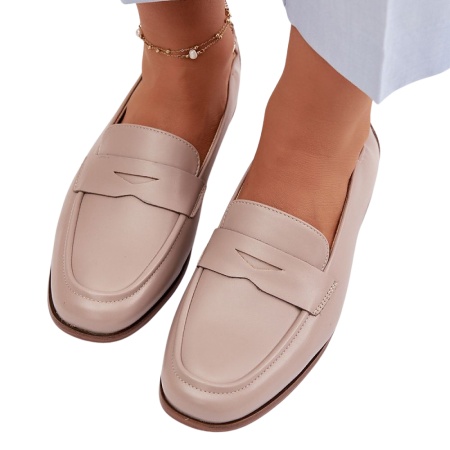 Pantofi din piele naturala LETICIA Beige - Img 2