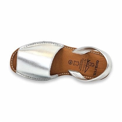 Sandale din piele AVARCA Metal Wedge Silver - Img 4