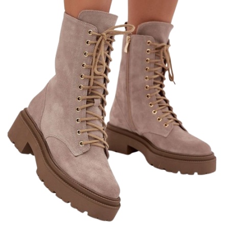 Bocanci inalti din piele naturala DIANDRA Beige - Img 2
