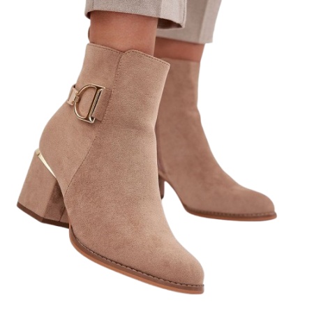 Botine din piele ecologica NAVINA Bej - Img 2