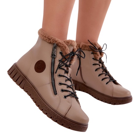 Ghete din piele naturala VALENTINA Beige - Img 2