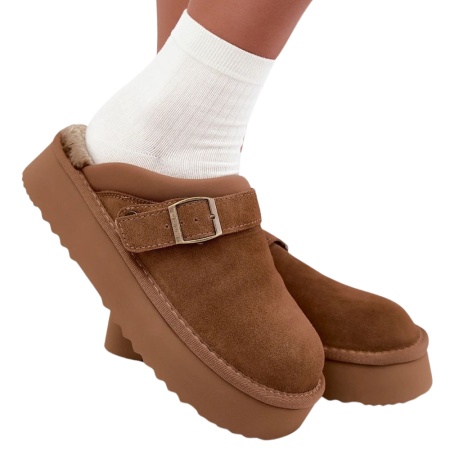 Papuci imblaniti din piele naturala ELOISA Beige - Img 2
