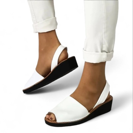 Sandale din piele AVARCA WEDGE White - Img 5