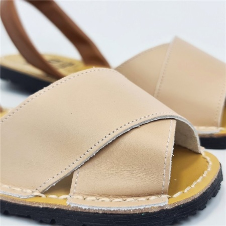 Sandale din piele naturala, AVARCA CROSS Beige - Img 3