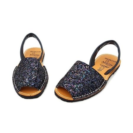 Sandale din piele naturala, AVARCA GLITTER Bleumarin - Img 4