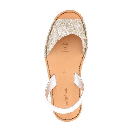 Sandale din piele naturala MINORQUINES Caleta Glitter Beige - Img 3