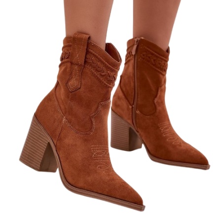 Botine din piele ecologica VERONA Camel - Img 3