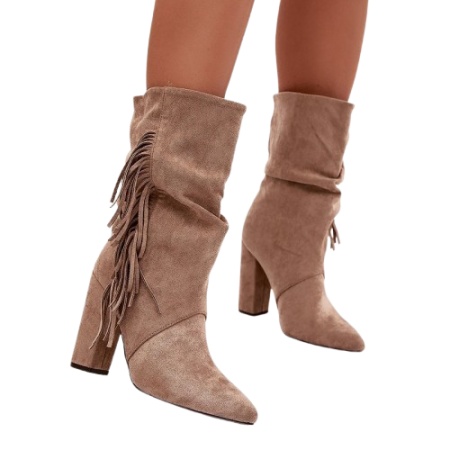 Cizme medii din piele ecologica GALINA Beige - Img 2