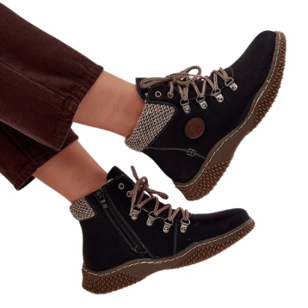 Ghete imblanite din piele ecologica CORNELIA Black - Img 2