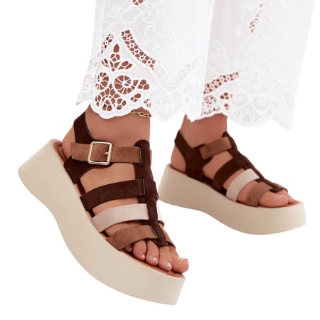 Sandale din piele ecologica DUNIA Brown - Img 2