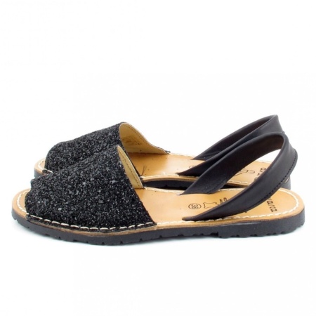 Sandale din piele naturala, AVARCA GLITTER Black - Img 2