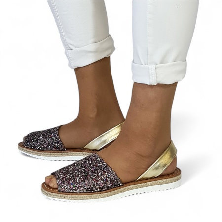 Sandale din piele naturala AVARCA High Glitter - Img 5