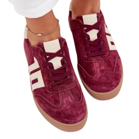 Sneakersi din piele naturala VELO Burgundy - Img 2
