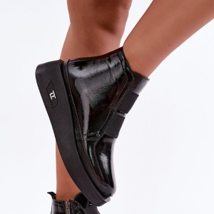 Botine din piele naturala lacuita AGUSTINA Black - Img 3
