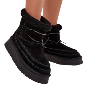 Cizme imblanite din piele naturala BOROKA Black - Img 2