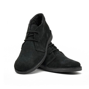 Ghete imblanite din piele intoarsa SAFARI ALL BLACK - Img 3