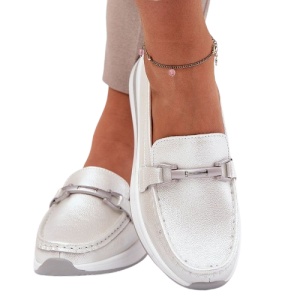 Pantofi din piele naturala MARTINA Silver - Img 3