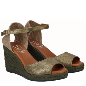 Sandale din in si piele CLAUDIA Khaki - Img 2