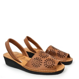 Sandale din piele AVARCA RAY Wedge Camel