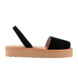 Sandale din piele MINORQUINES Platja PLATFORM Suede Black - Img 3