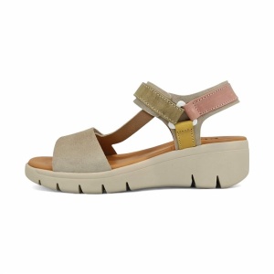 Sandale din piele naturala LEONA Beige - Img 3