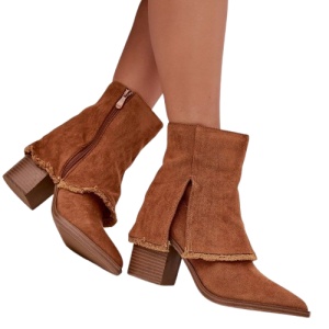 Botine din piele ecologica VILEMA Camel - Img 2