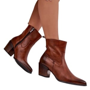 Botine din piele naturala RIGA Camel - Img 3