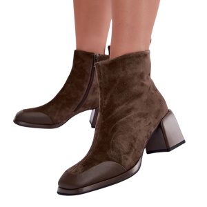 Botine din piele naturala TRIANA Khaki - Img 2